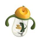 Cana anti-curgere cu pai, 12 luni, 330 ml, MiDeer Sippy Cup, galben / verde