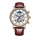 Ceas mecanic automatic Lige, Otel inoxidabil, Clasic, Business, Elegant, Analog, Indici luminosi, Fazele lunii, - 8053837785253