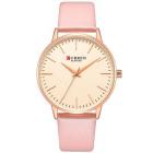 Ceas dama Curren, Afisaj analog, Mecanism Quartz, Casual, Otel inoxidabil, Curea din piele, Afisaj 24 h, Roz