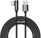 Cablu periferice Baseus USB tip A 2.0 Male la USB-C 2.0 Male, 2 m, PD 66W, Conector 90 grade, Negru