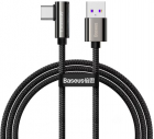 Cablu periferice Baseus USB tip A 2.0 Male la USB-C 2.0 Male, PD 66W, Conector 90 grade, 1 m, Negru