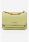 Geanta crossbody din piele cu aspect granulat Claire, Verde deschis