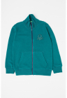 Bluza de trening din bumbac cu fermoar si buzunare frontale, Verde persan
