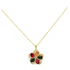 Pandantiv auriu cu cristale multicolore Helena, cu lantisor