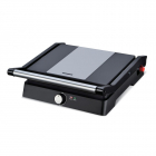 Gratar electric Heinner HEPG-F2000BKSS, placi fixe antiadezive, deschidere 180°, temperatura reglabila, Negru/Inox