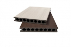 Deck 3D cu 2 fete  din WPC 143x23mm  L 3800mm  Structura cu Gol Rotund pentru Rezistenta Sporita  o fata maro  o fata gri desch