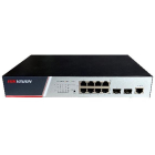 Switch Hikvision DS-3E2510P(B), 8 porturi PoE, 2 porturi Gigabit SFP, 130W, management