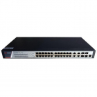 Switch Hikvision DS-3E2528P(B), 24 porturi PoE 1000Mbps, 370W, 4 porturi RJ45/SFPGigabit combo, management