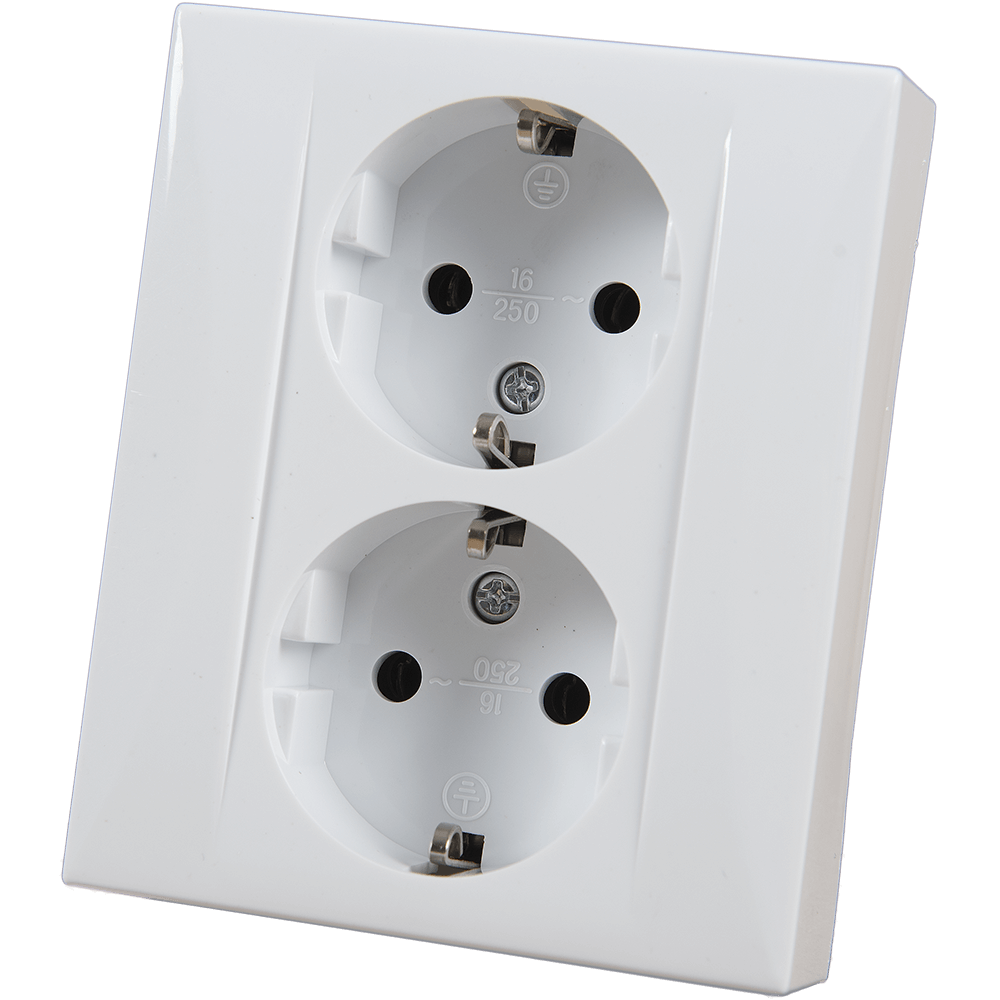 Priza Evian, dubla, cu contact de protectie