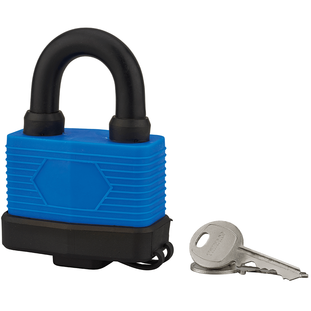 Lacat din otel, Thirard Slice, l 65mm, invelis protector, 2 chei