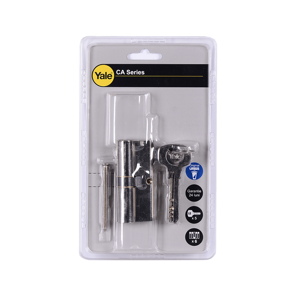 Cilindru de siguranta Yale, alama nichelata, 35 x 35 mm, 5 chei amprentate