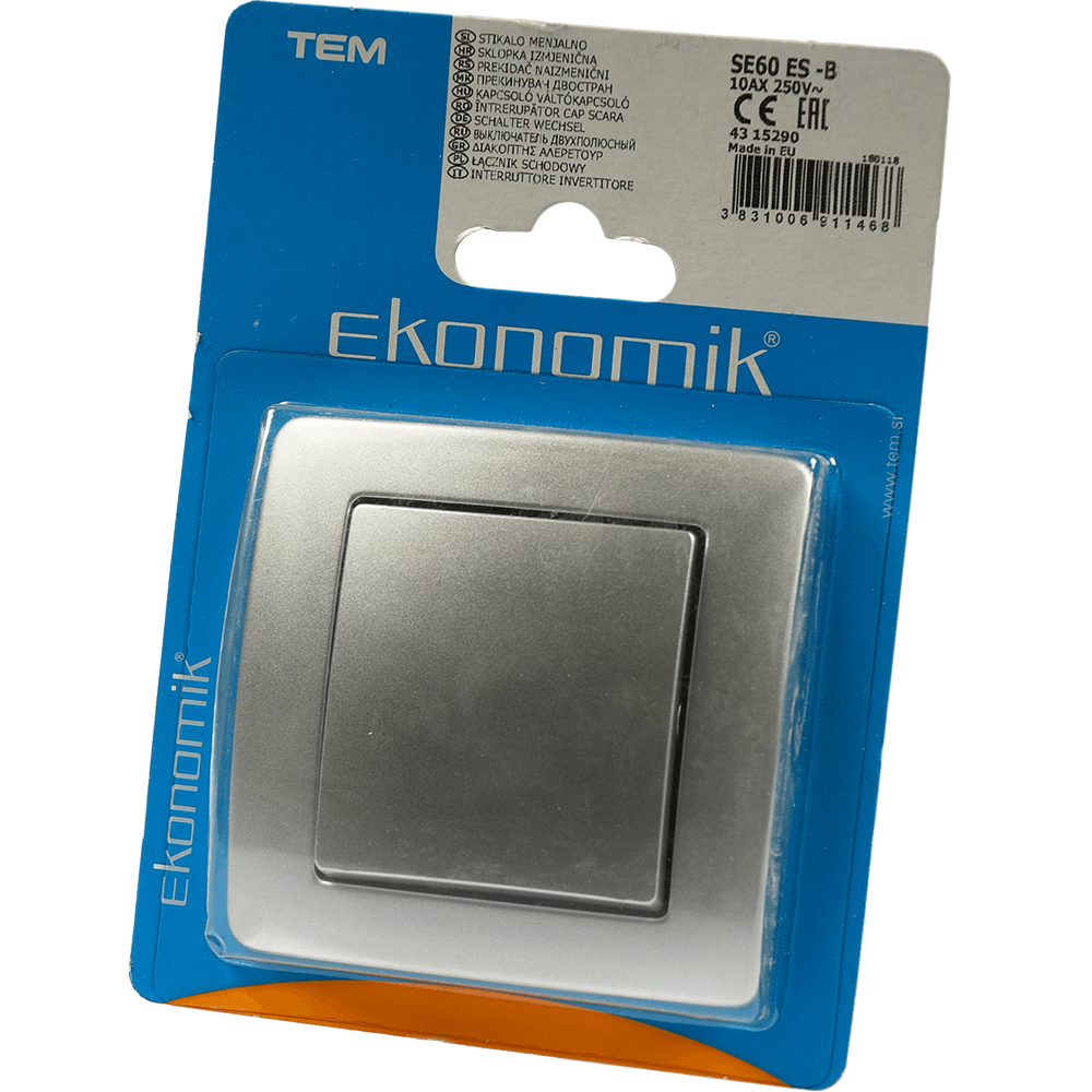 Intrerupator cap scara TEM Ekonomik, argintiu, 10 A