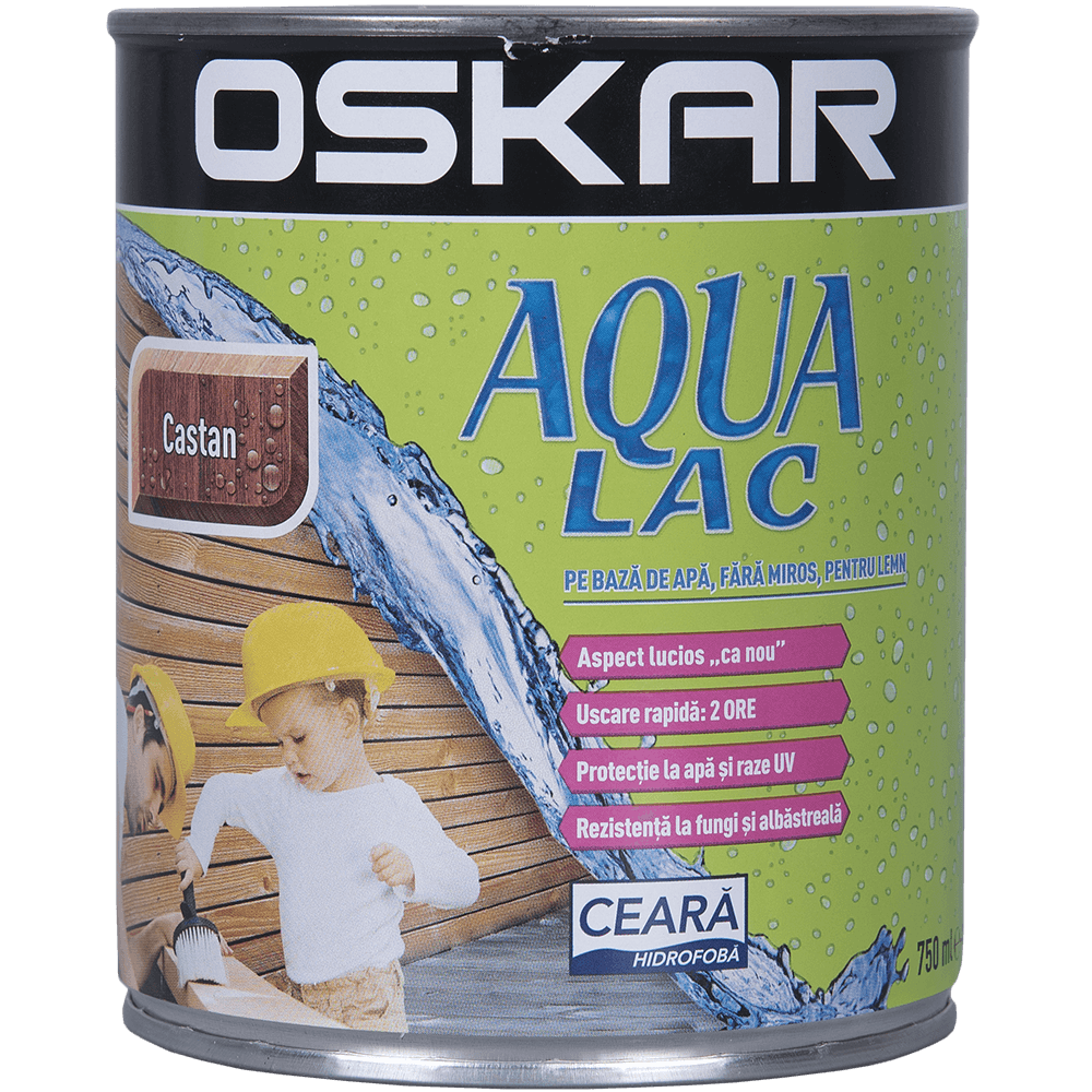 Lac pentru lemn Oskar Aqua, castan, interior/exterior, 0.75 l