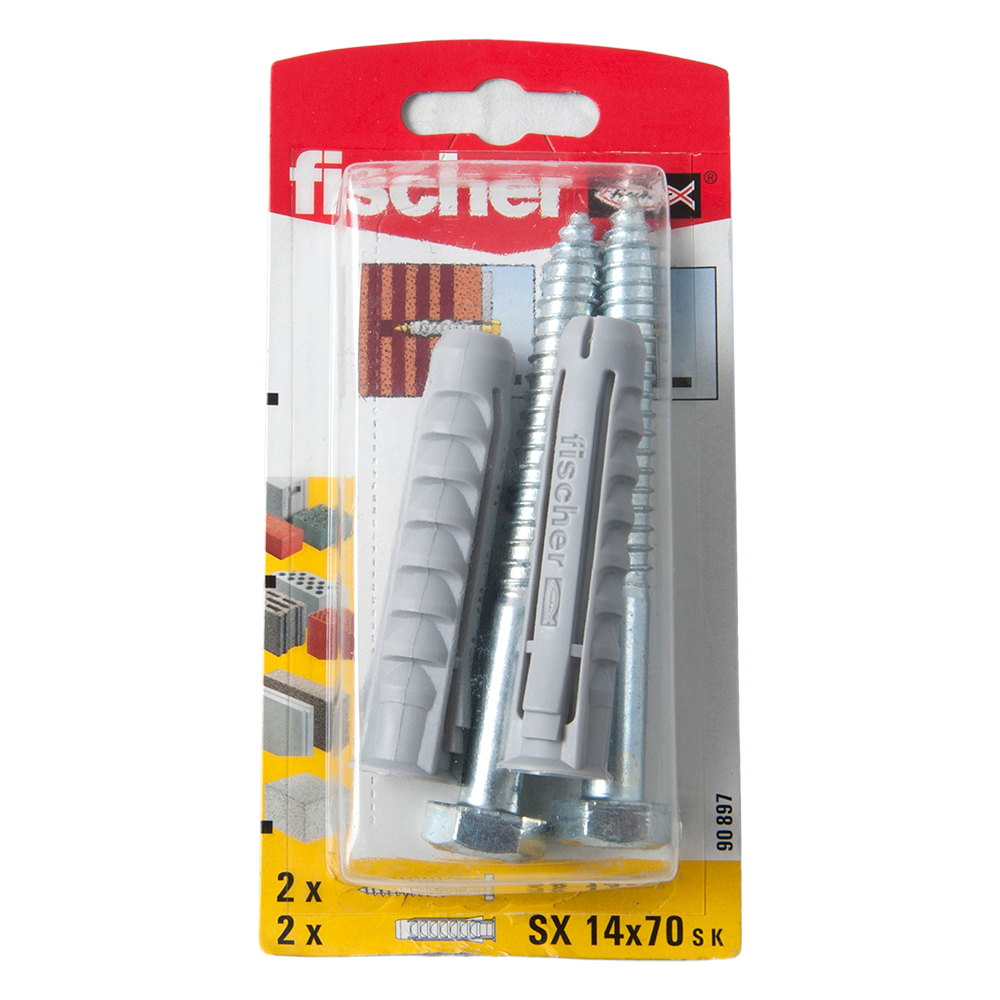 Diblu din nailon cu surub, Fischer SX, 14 x 70 mm, 10 x 95 mm, 2 buc