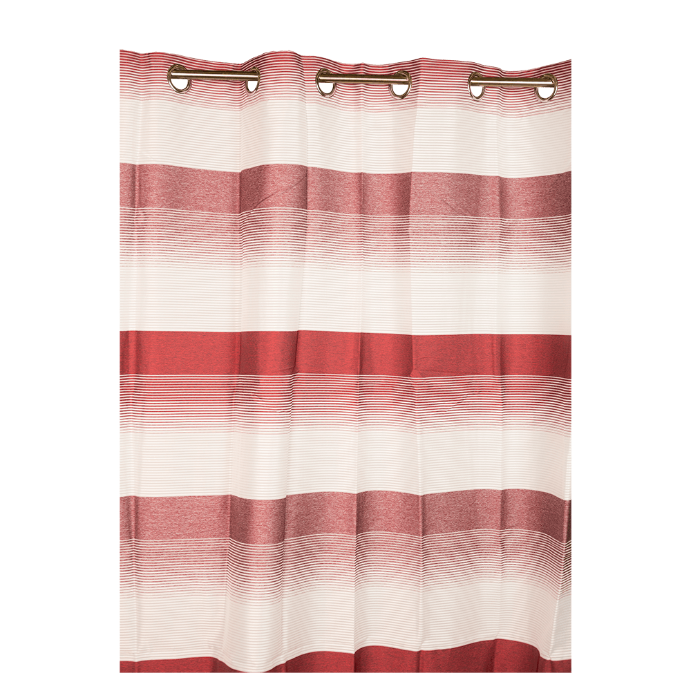 Perdea Ösenschal 2421, alb/rosu, poliester, 140 x 245 cm
