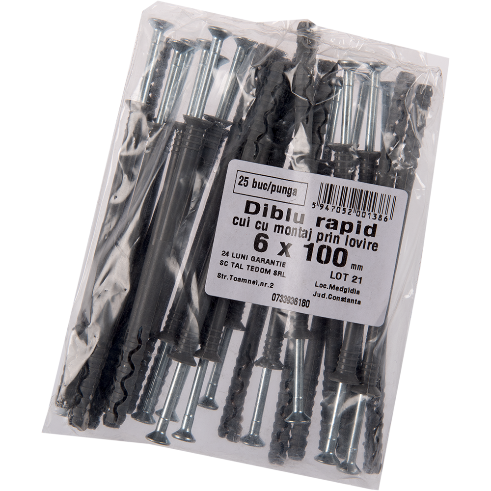 Diblu rapid Y cu surub, 6 x 100 mm, 25 buc/punga