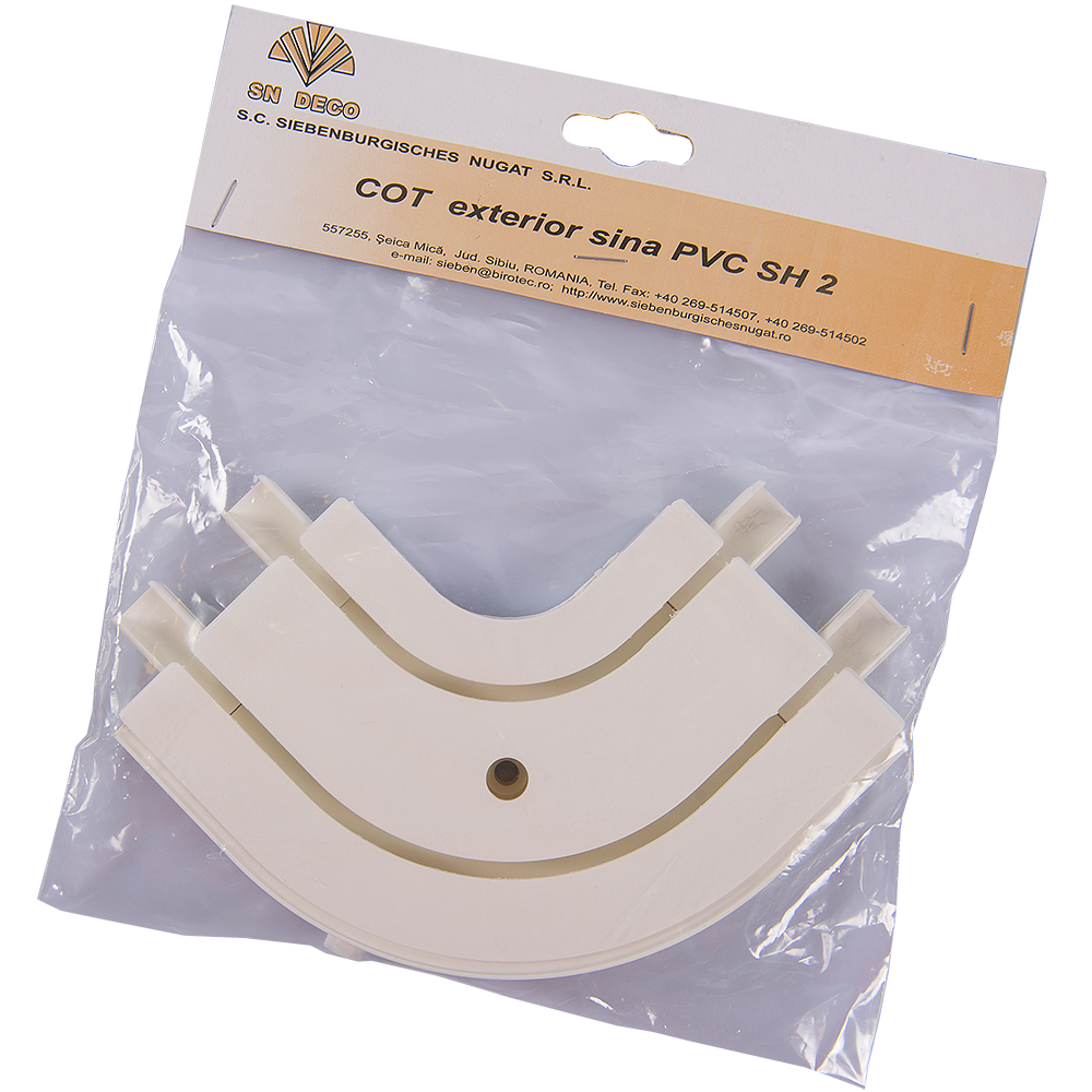 Cot exterior stanga/dreapta pentru sina SH 2 PVC, alb, 2 canale