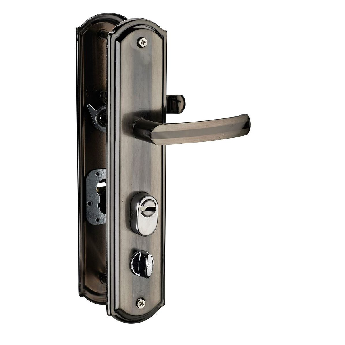 Maner cu sild pentru usa intrare, deschidere stanga, aluminiu, argint ionizat