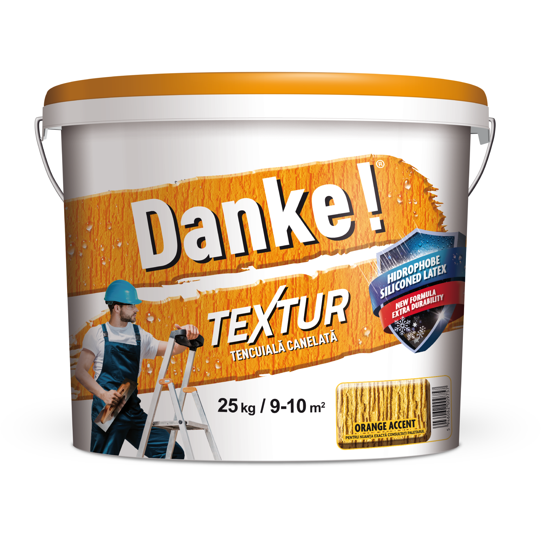 Tencuiala decorativa siliconica Danke Textur, aspect scoarta de copac, granulatie 1.5 mm, interior/exterior, orange accent, 25 kg
