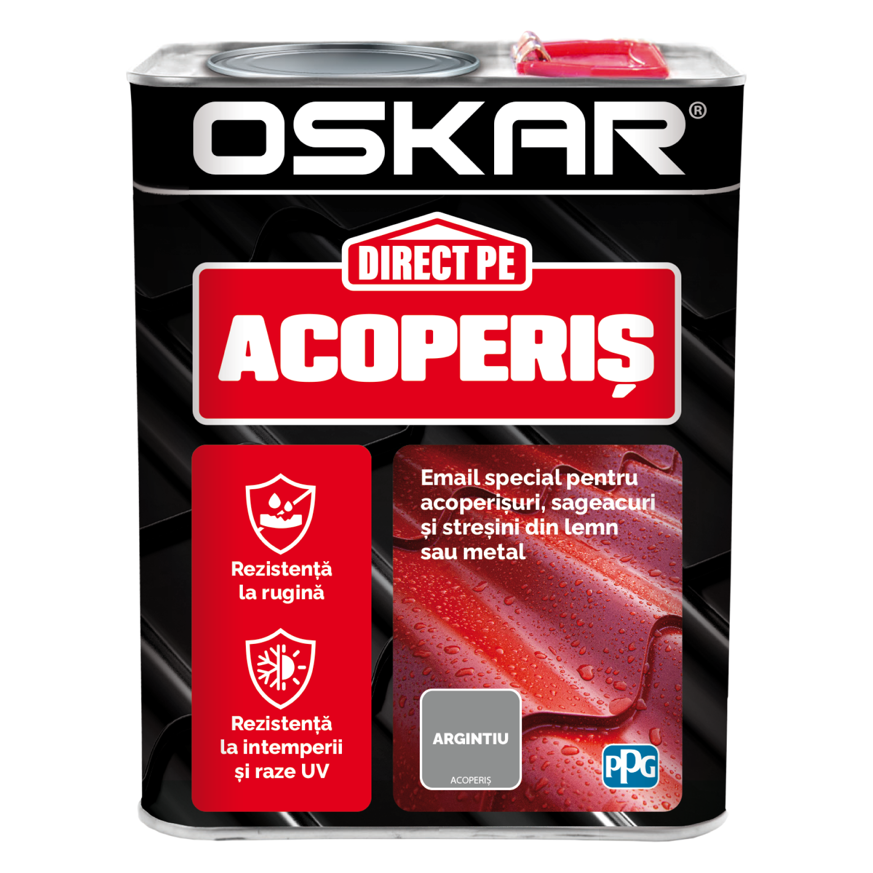 Vopsea Oskar Direct pe Acoperis, argintiu, exterior, 2.5 l
