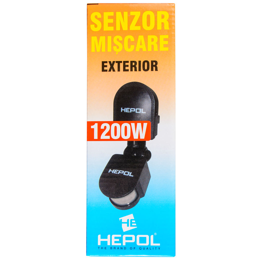 Senzor de miscare Hepol, exterior, IP44, 120 grade, negru 