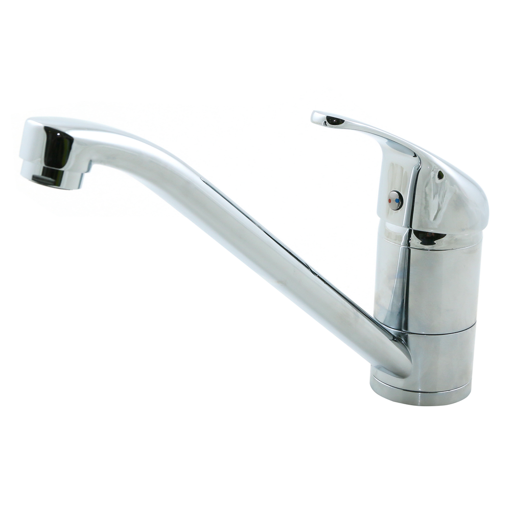 Baterie de bucatarie Pyramis Modo, alama, argintiu, cromat, monocomanda, 21 x 14.2 cm