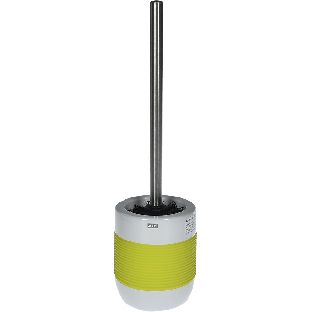 Perie WC MSV Moorea, ceramica, alb-verde, 11.5 x 40 cm