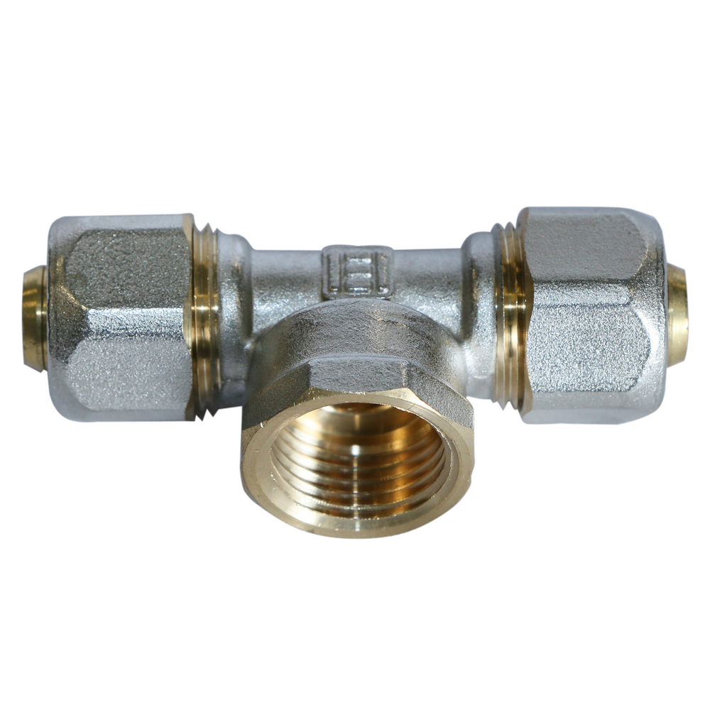 Teu pentru teava multistrat, alama, filet interior, 16 mm x 1/2 inch x 16 mm