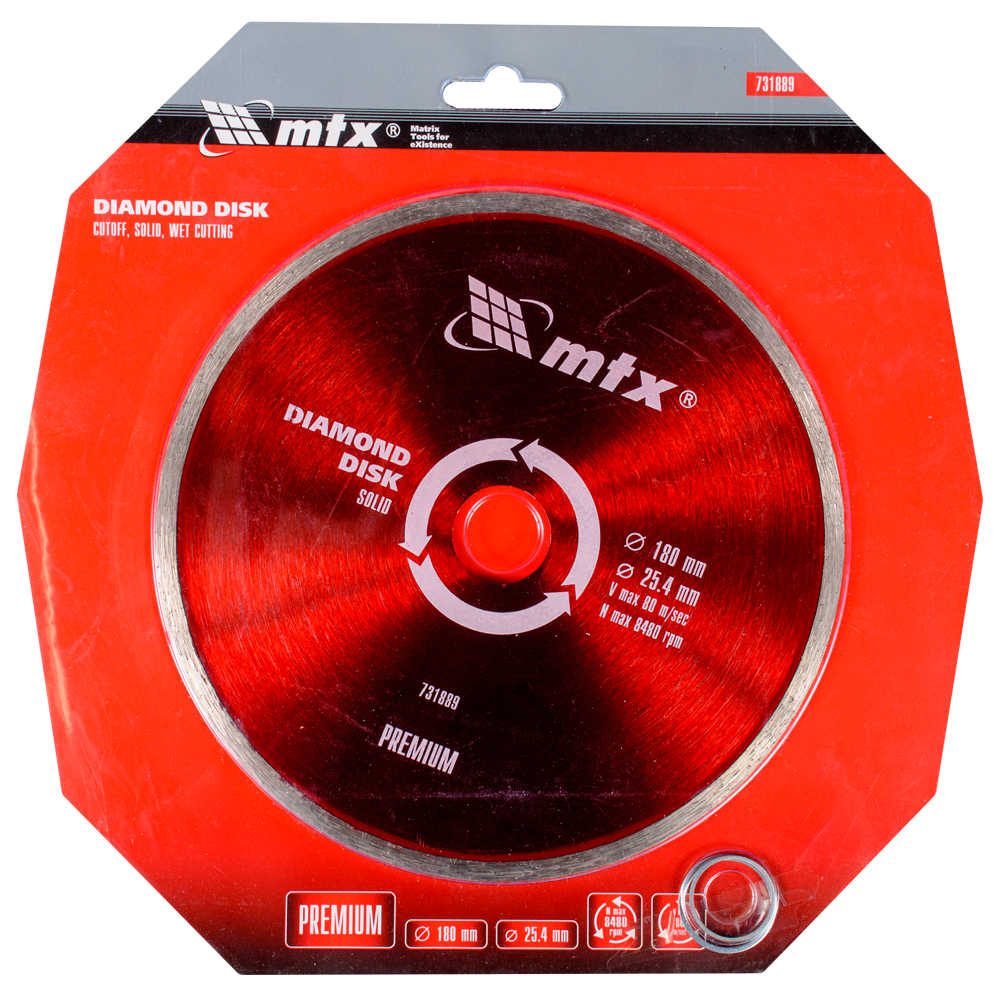 Disc diamantat pentru taiere umeda MTX PREMIUM, 180 x 25,4 mm