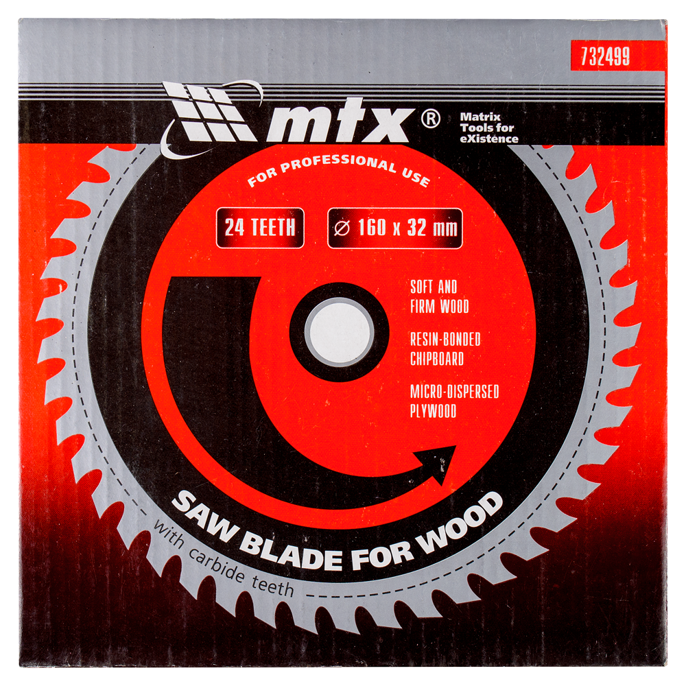 Disc debitare lemn, MTX, 160 х 32 mm, 24 dinti