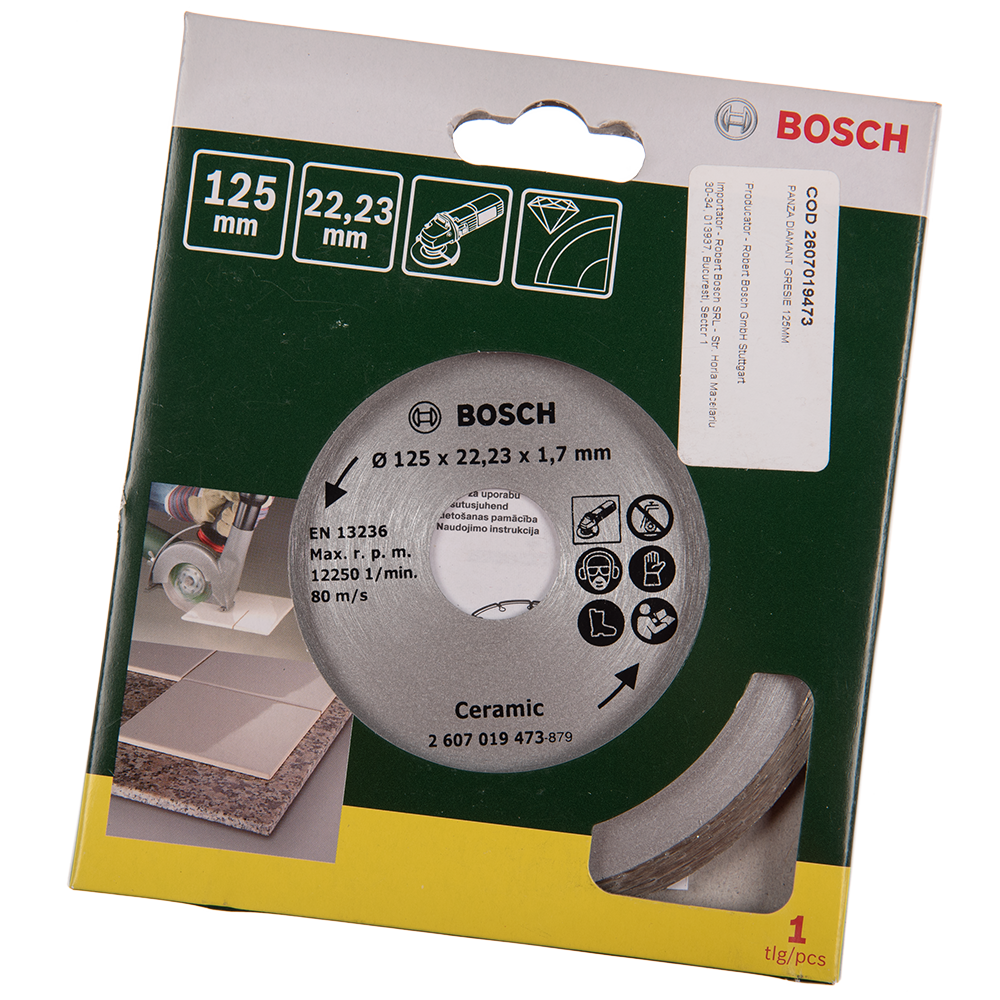 Disc diamantat debitare placi ceramice, Bosch Turbo, 125 x 22.3 x 1.7 mm
