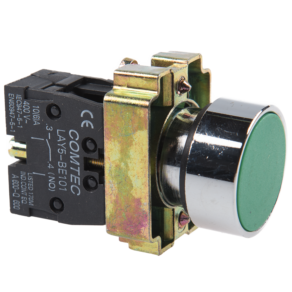 Buton cu revenire+etrier si modul 1ND Comtec, 10A, verde