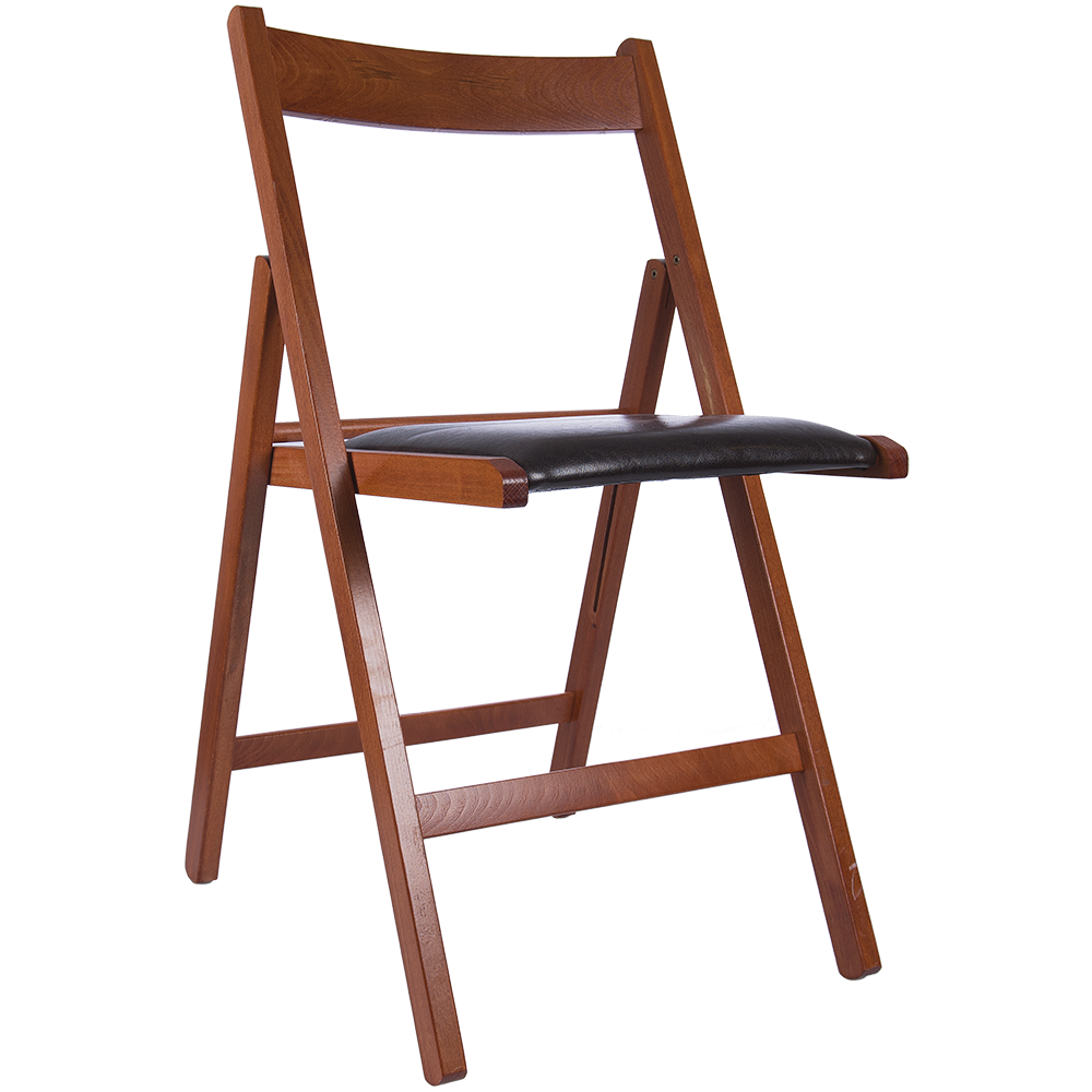 Scaun pliabil lemn Basic, cires-wenge, sezut piele ecologica, 79 x 42 cm