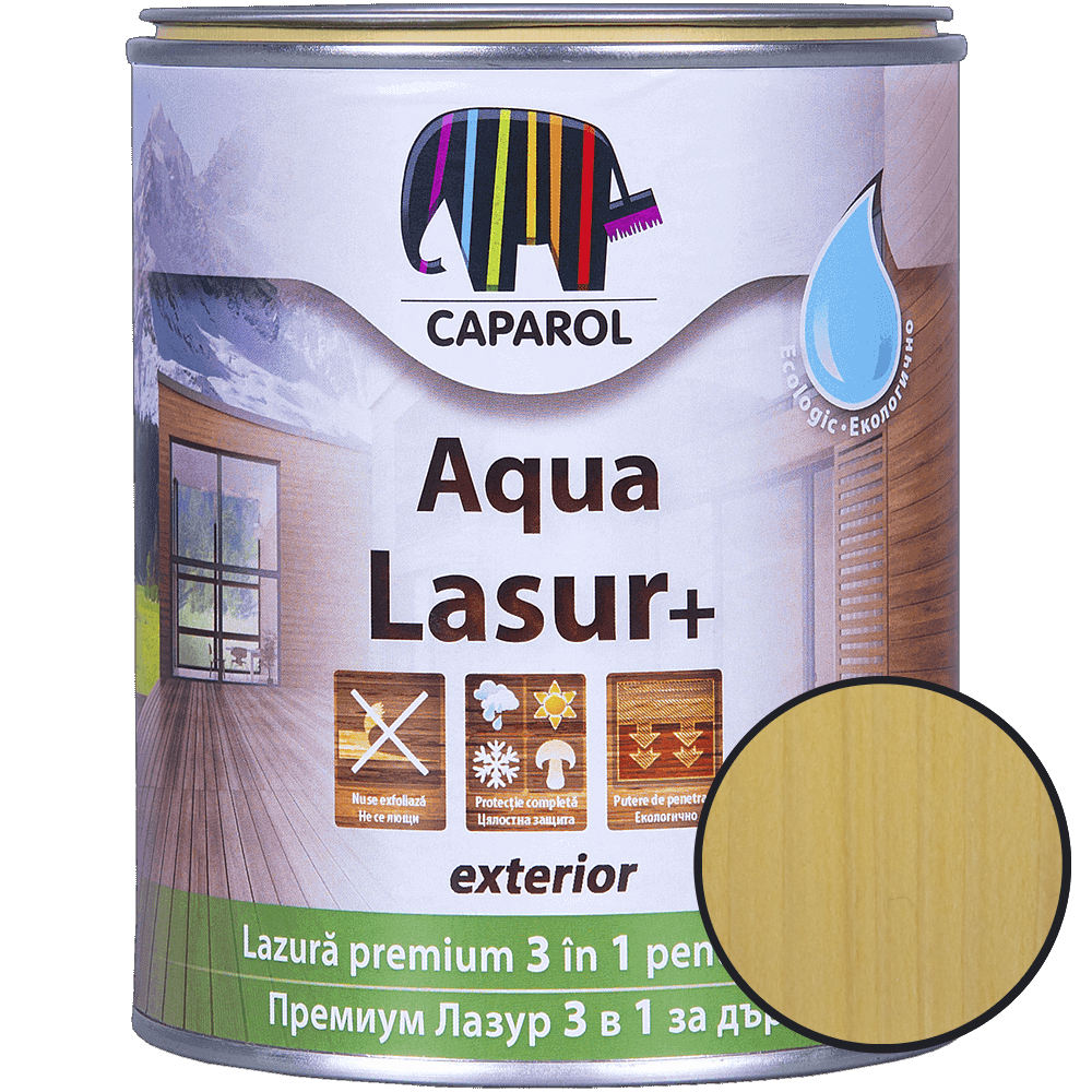 Lazura pentru lemn de exterior Caparol Aqua Lasur +, natur, 0.75 l