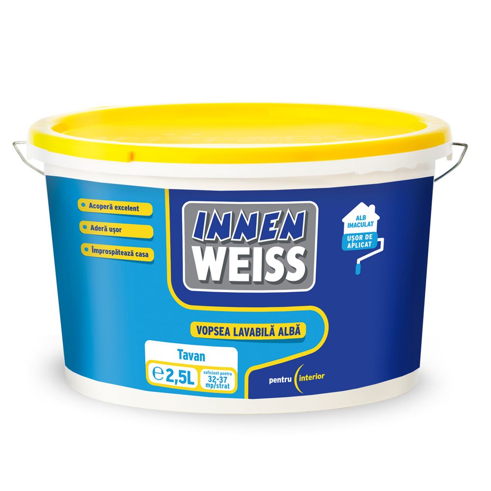 Vopsea lavabila interior, Innenweiss, alb, 2,5 l