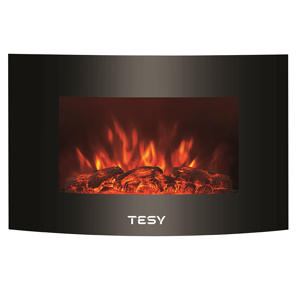 Semineu electric de perete TESY WEF 200 SRELW TR, 2 trepte de caldura, 2000W, negru