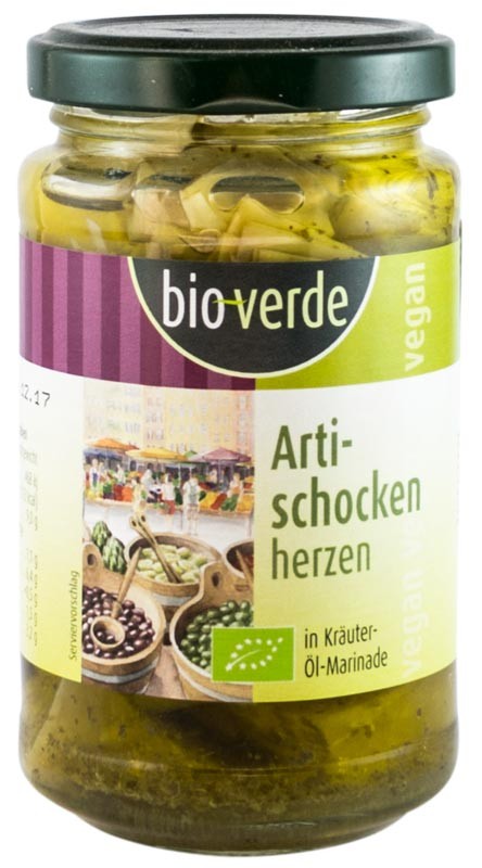 Bio Verde - Inimi Bio de anghinare, marinate in ulei si verdeturi, 200g