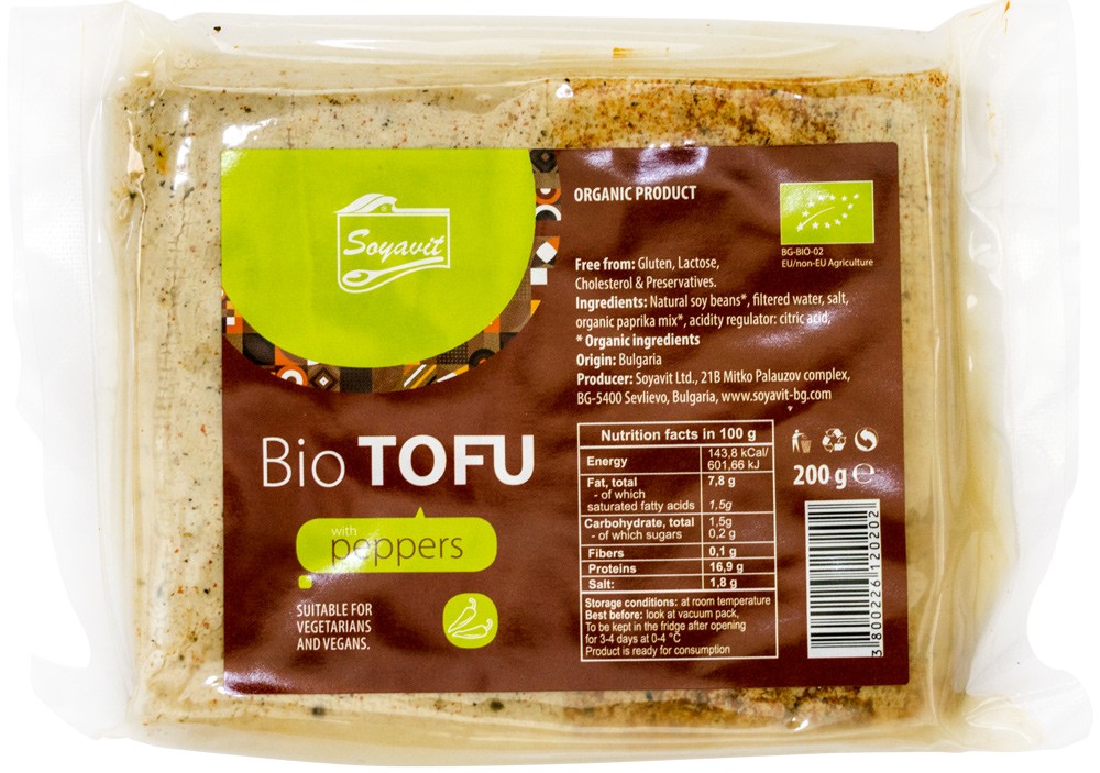 Tofu BIO cu ardei Soyavit, 200 g