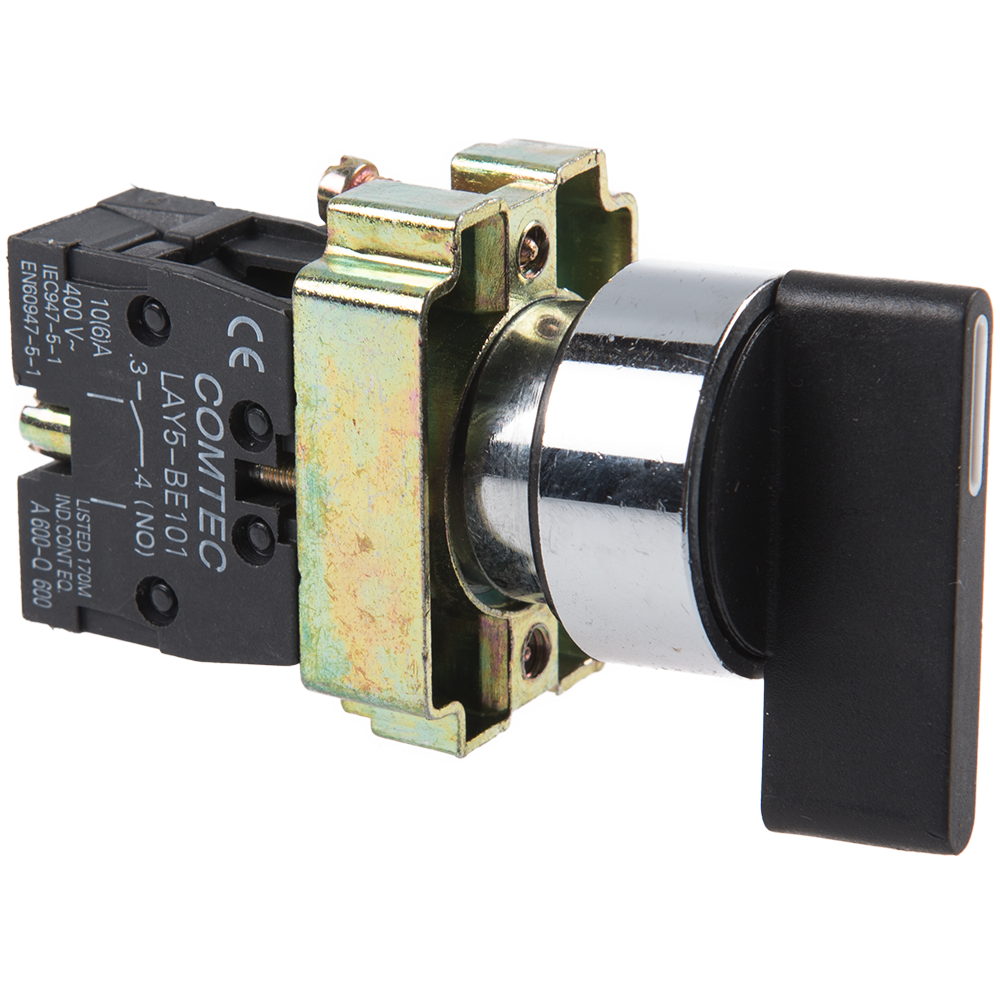 Comutator selector Comtec, maneta scurta, pozitie 0-1 cu retinere, 10A, 660 V