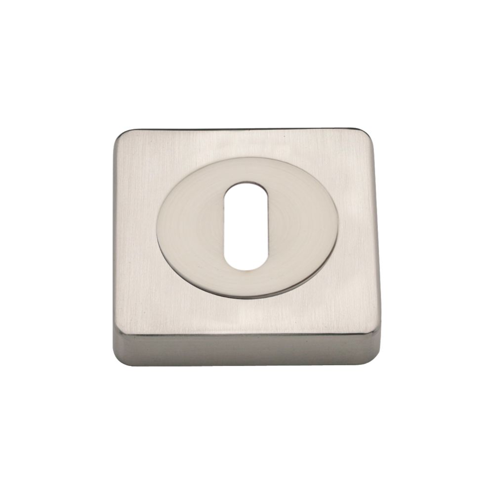 Rozeta pentru cheie Gamet, patrata, zamac, nichel satinat, 52 x 52 mm
