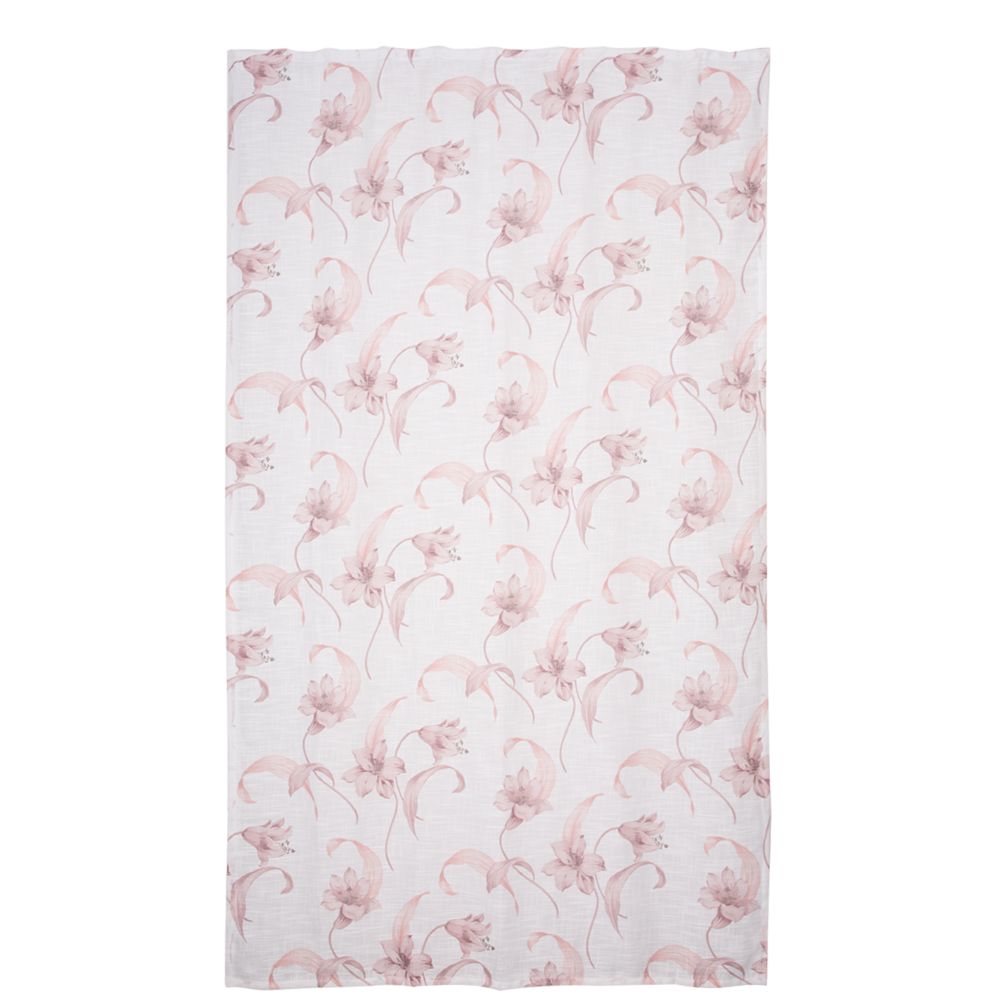 Perdea poliester, model floral, roz, 140 x 245 cm