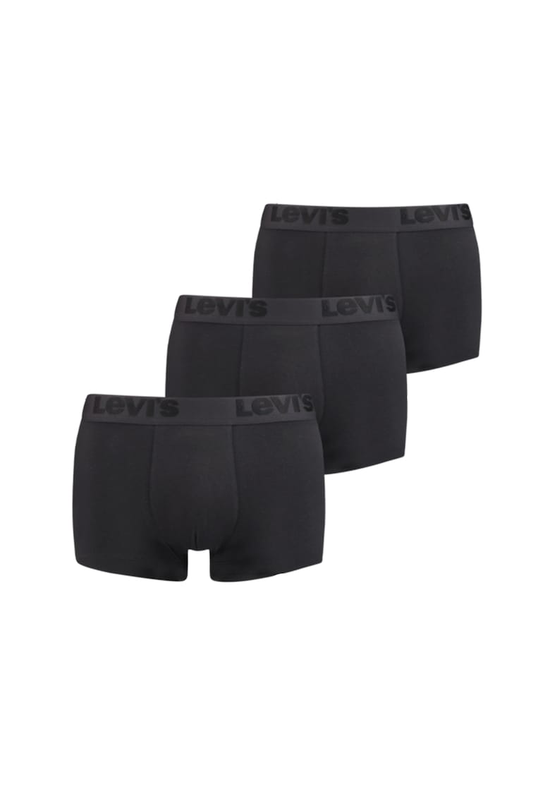 Set de boxeri cu banda logo in talie - 3 perechi - Negru