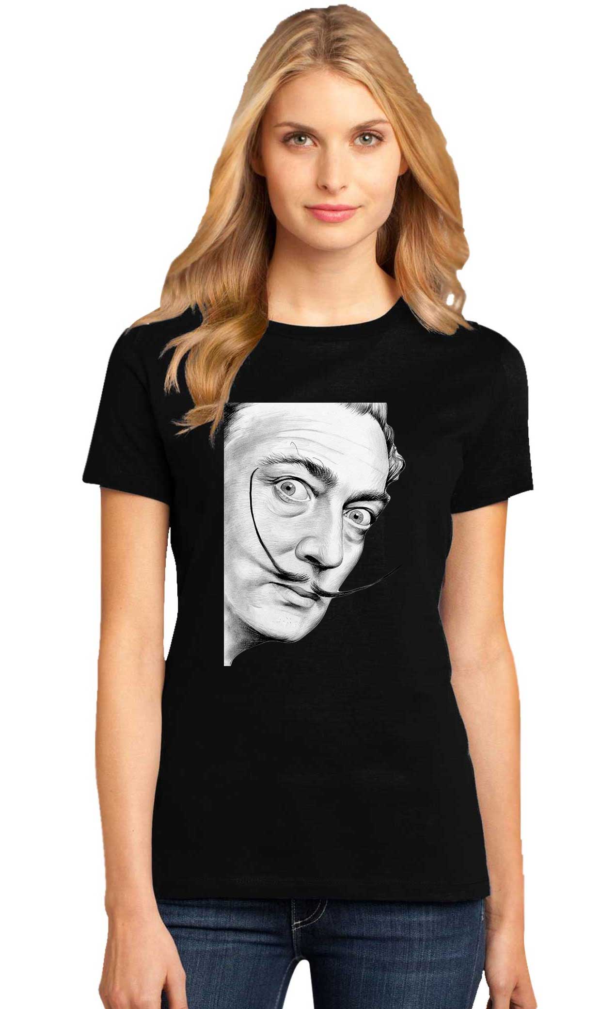 Tricou dama negru -  Dali - Portret