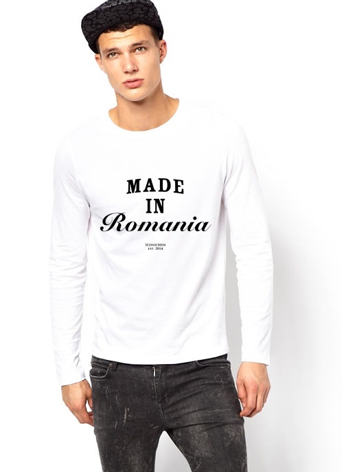 Bluza alba, barbati, Made in Romania