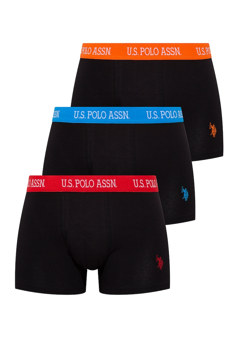 Set de boxeri din amestec de bumbac cu banda logo in talie - 3 perechi - Negru