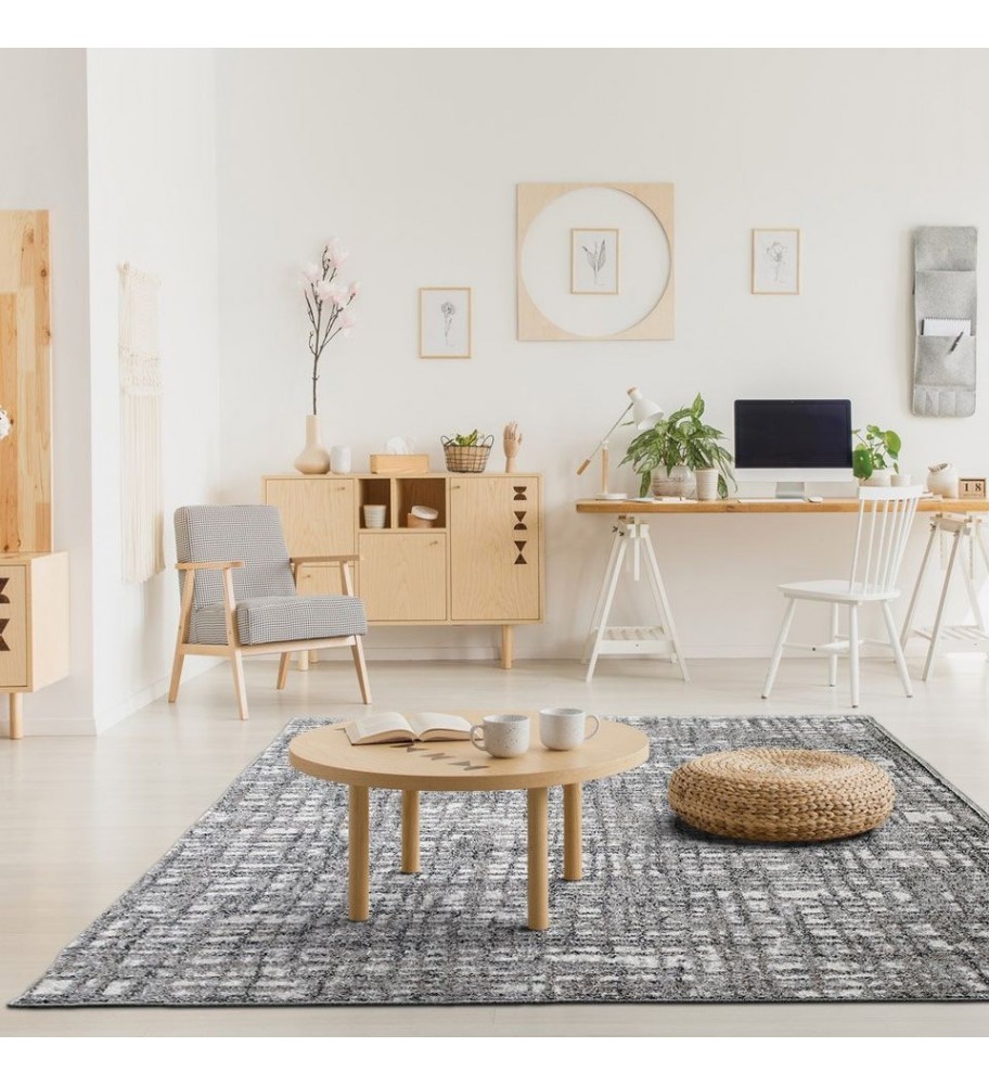 Covor Beenom cu model pătrățele gri-bej 1009-123