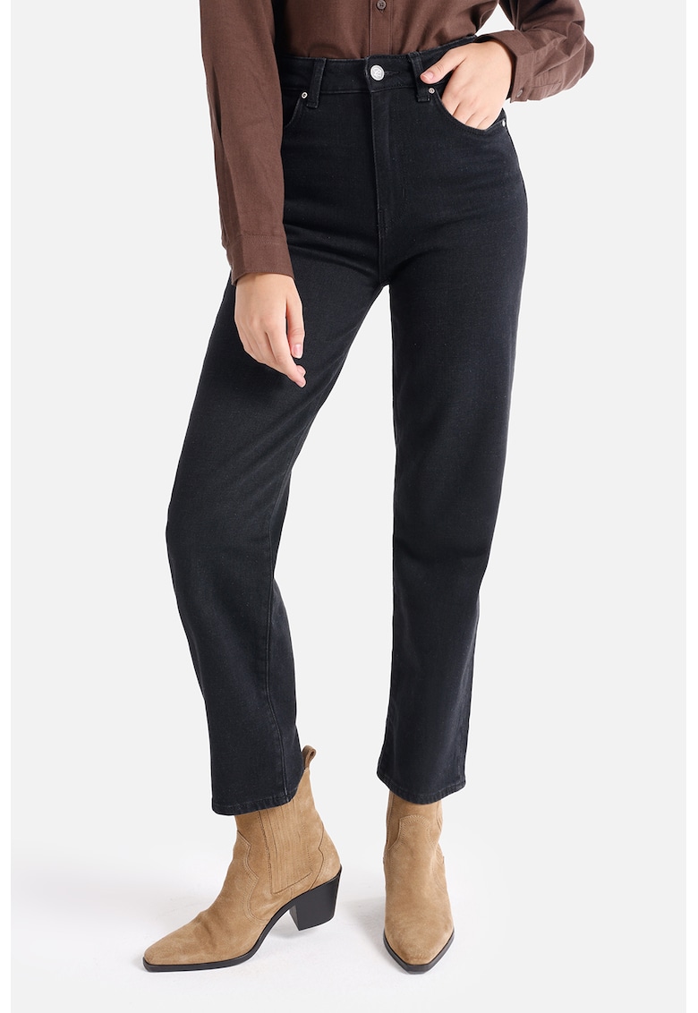 Blugi drepti cu talie inalta - Negru