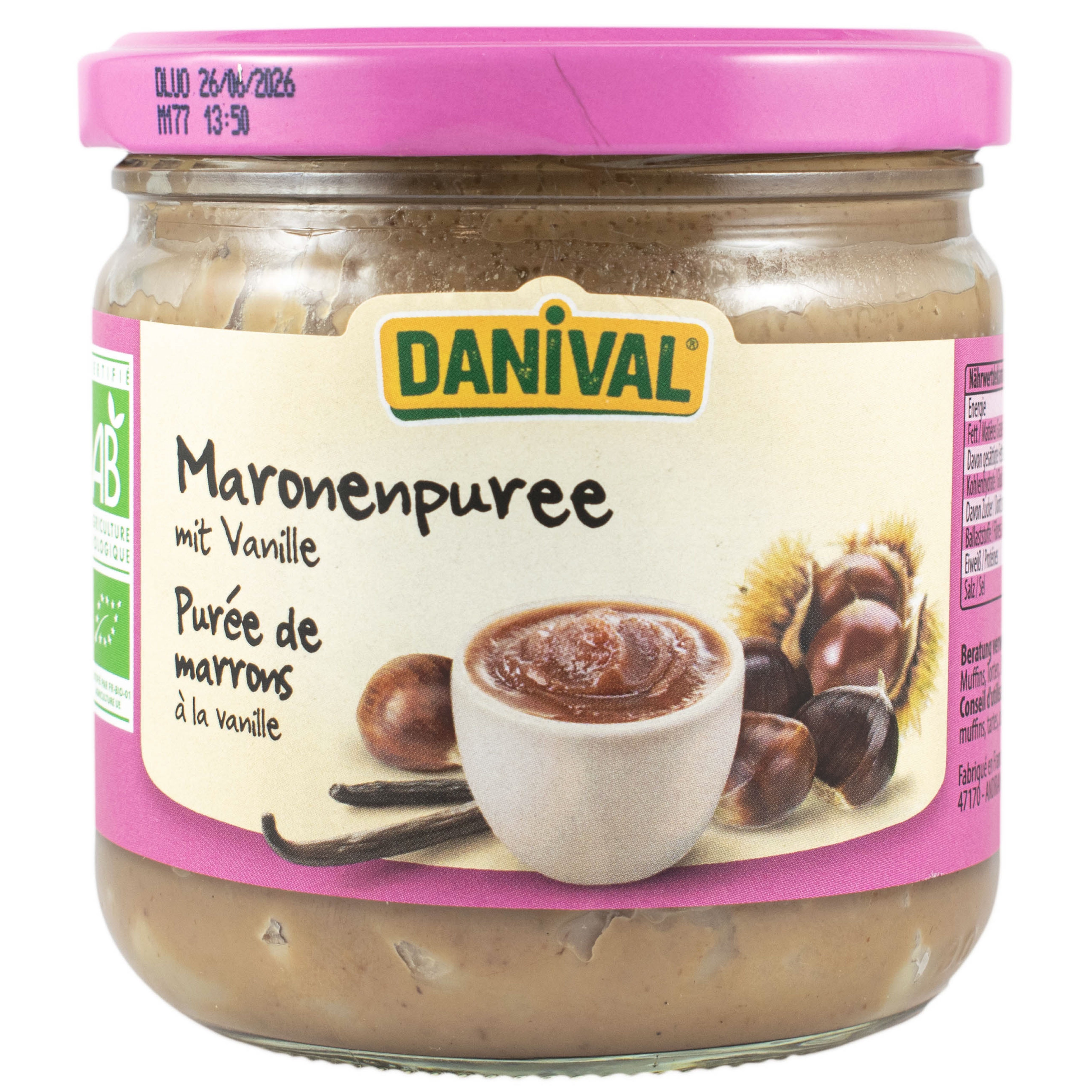 Danival – crema bio de castane cu vanilie, 380g