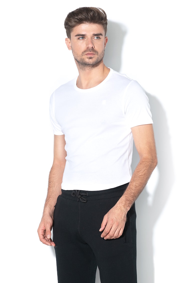 Tricou de bumbac organic cu detaliu brodat - 2 piese - Alb