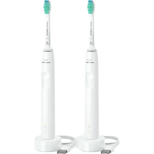 Philips Sonicare Set 2 Periute electrice Sonicare HX3675/13, 1 mod curatare, 1 intensitate, Senzor presiune, Timer, Alb